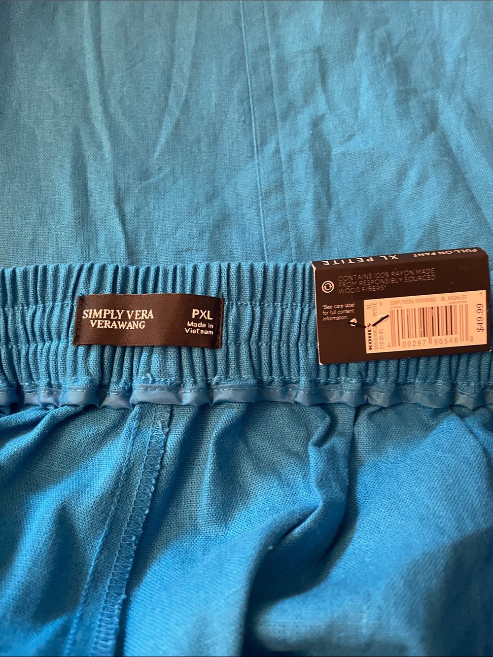 Simply Vera Vera Wang Bright Royal Blue High-Rise Linen Pull-On Pants - Picture 3 of 16